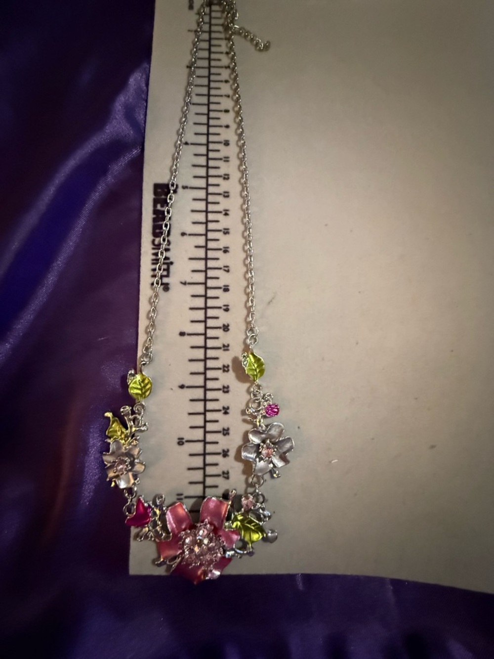 Floral Pink Statement Necklace and Earrings- Women Jewelry - Picture 4 of 7